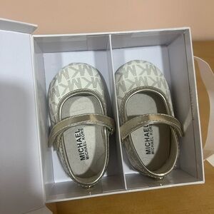 Michael Kors Gold Dress Baby Shoes with Quilted Pattern NWT